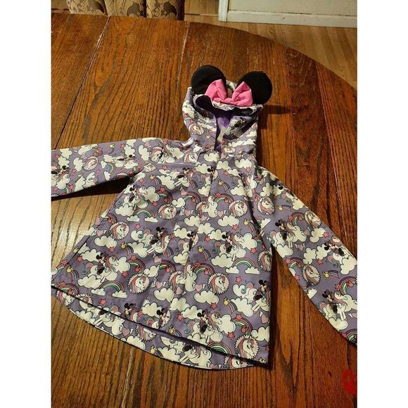 Girls Size 4 Disney Store Minnie Mouse Unicorn Packable Hooded Jacket Ears - Picture 1 of 10